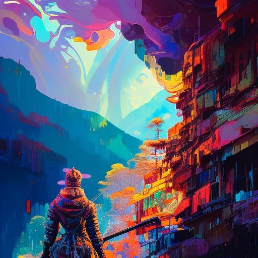 Petroleum Princess: Intricate Gouache Illustration