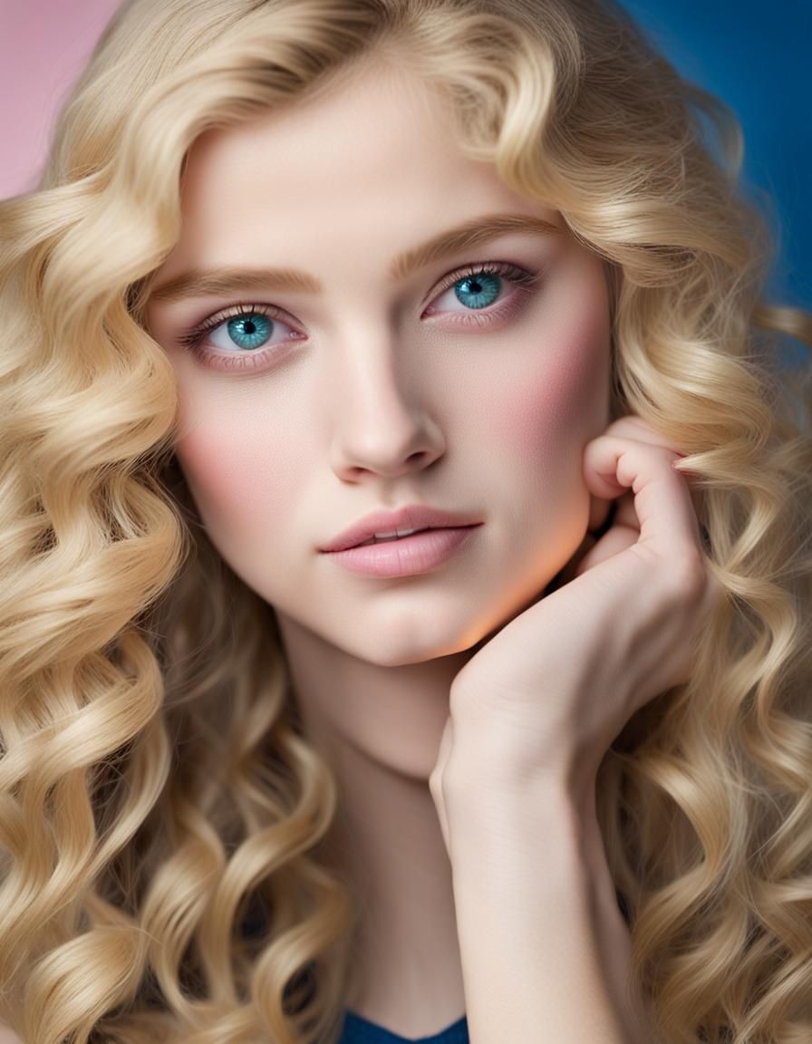 Beautiful Blonde Girl Portrait in Hyperrealistic Style