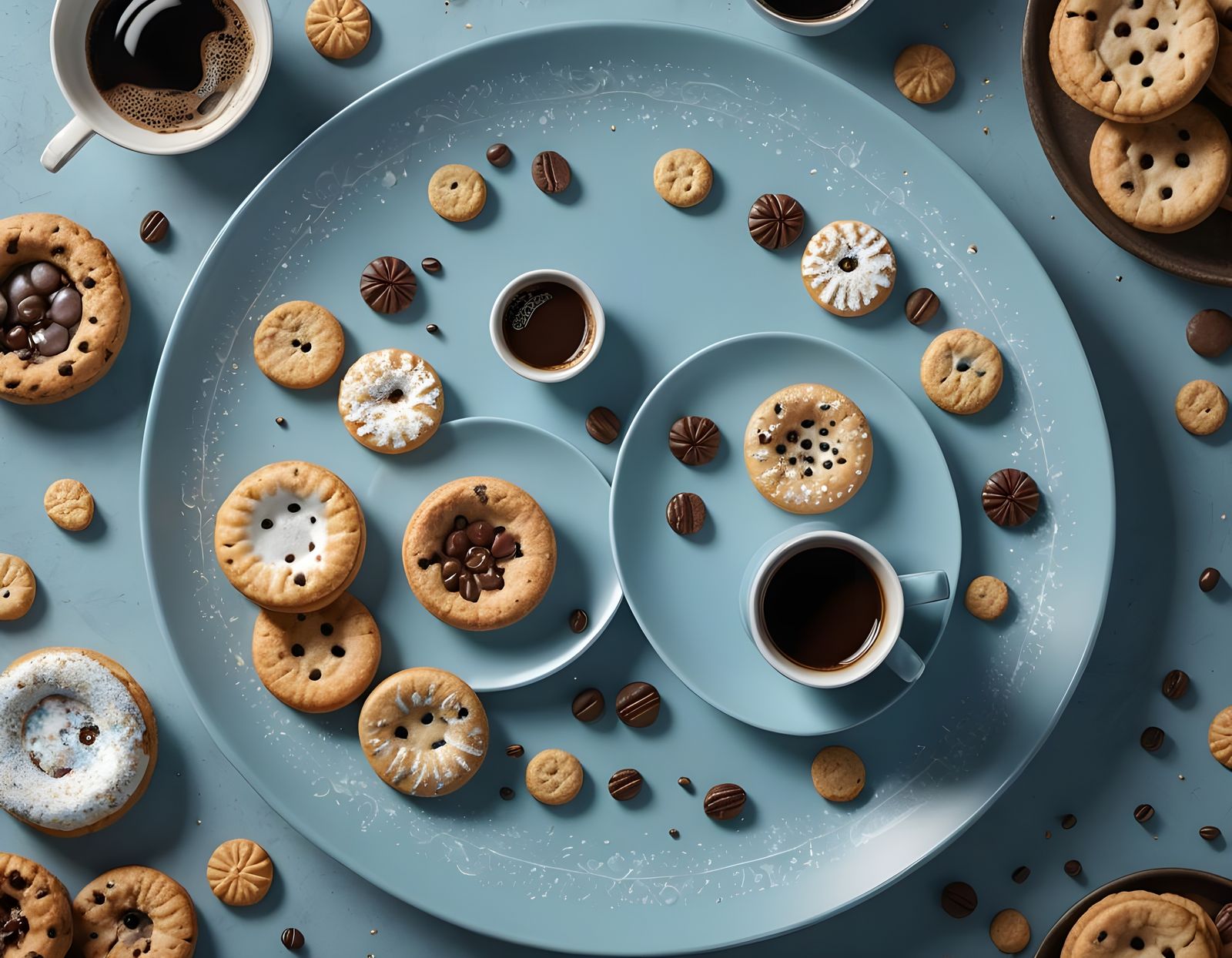 Coffee and Cookies Still Life in Photorealistic Style