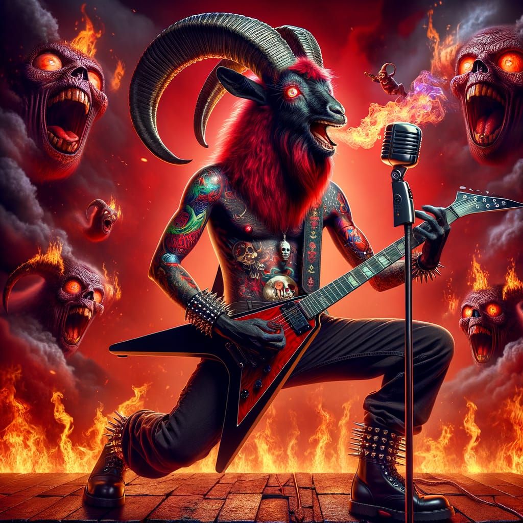 Cyberpunk Goat in Flames: A Horror-Themed Masterpiece