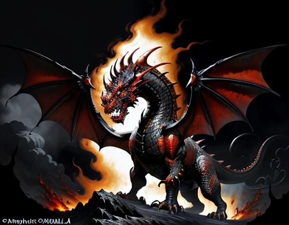 Fiery Dragon in Dynamic Fantasy Art Style