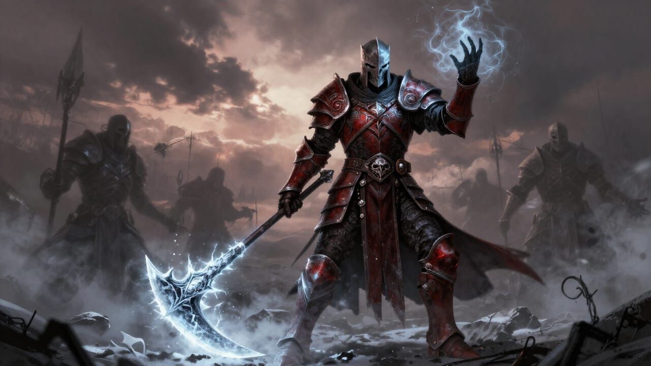 Death Knight Summoning Specters on Snowy Battlefield