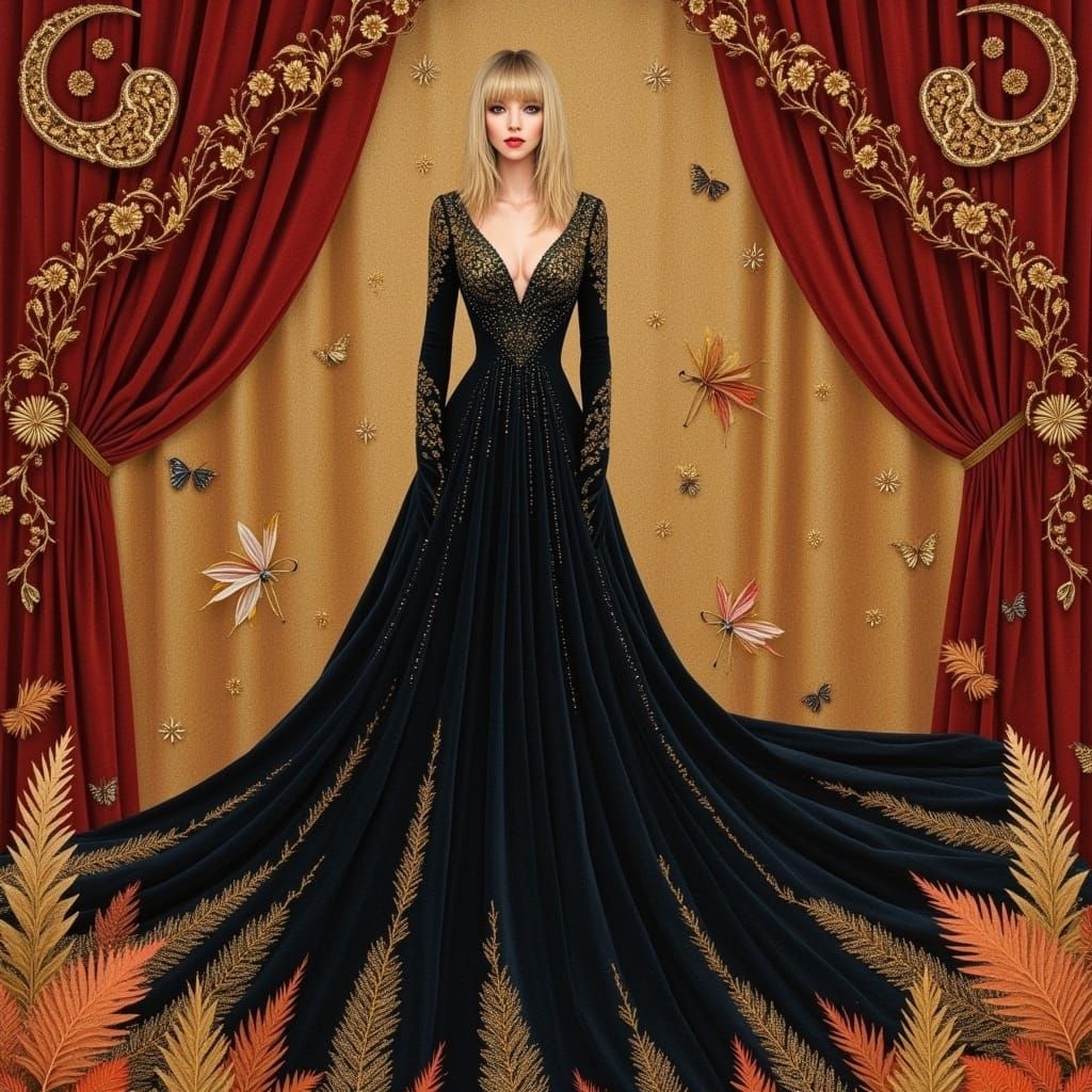 Stevie Nicks in Klimt-Inspired Art Nouveau Setting