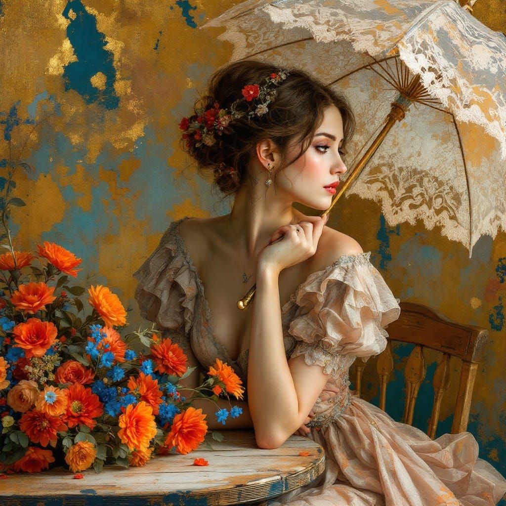 Ethereal Elegance: A Vintage Lady's Enchanting Portrait