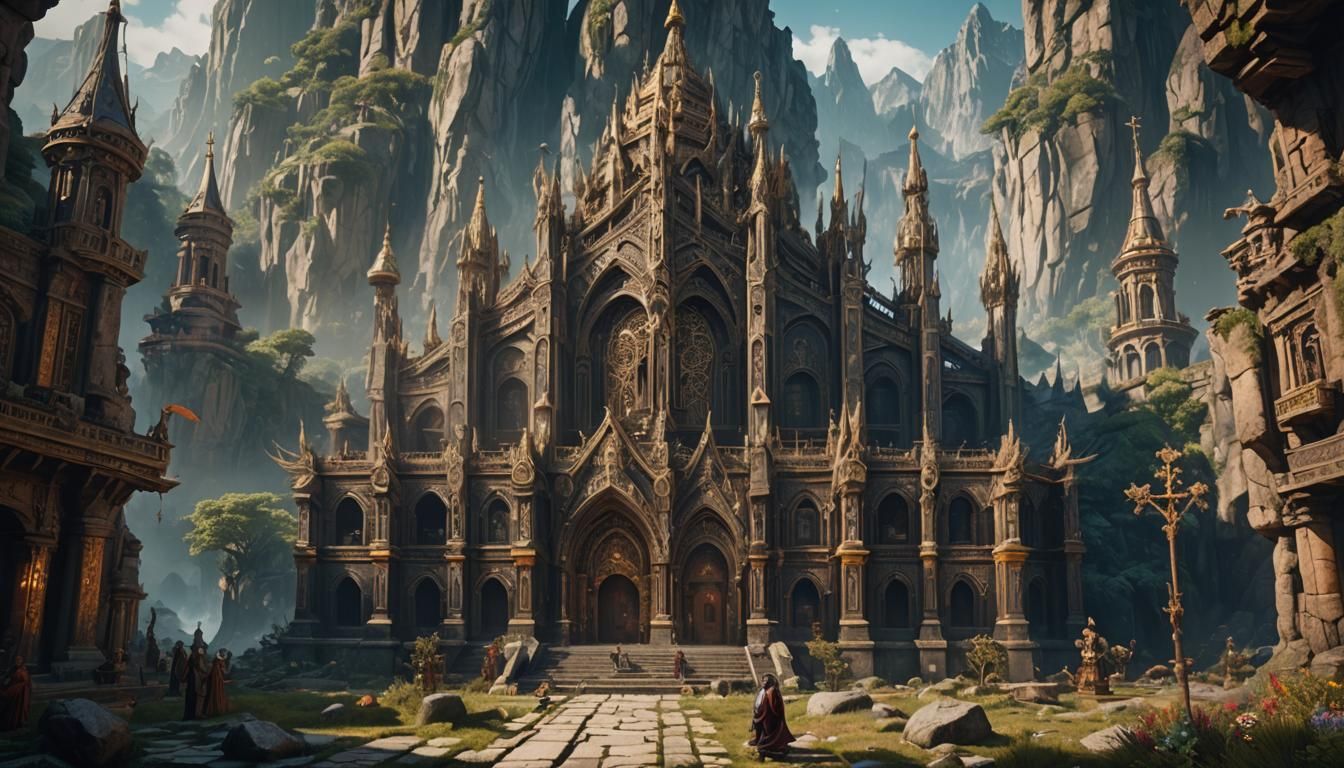 Detailed Matte Painting of a Religious Sect