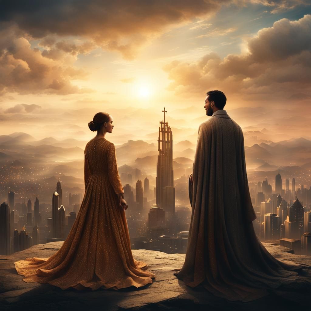 Epic Cityscape Worship Scene in Golden Hour