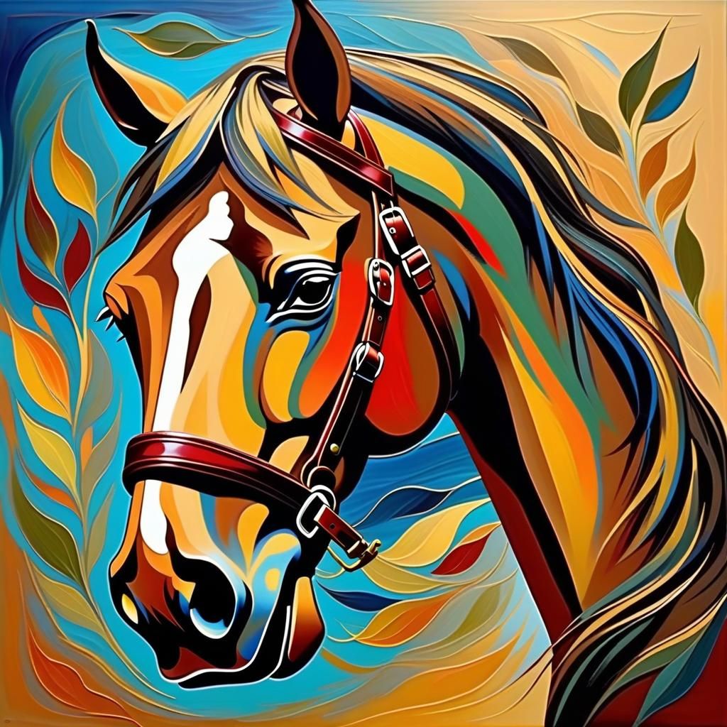 Abstract Horse Bridle and Dragonfly Impression