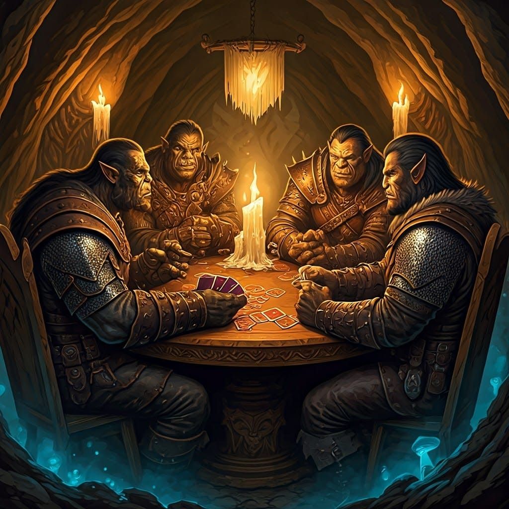 Orcs Play Poker in a Mystical Cave
