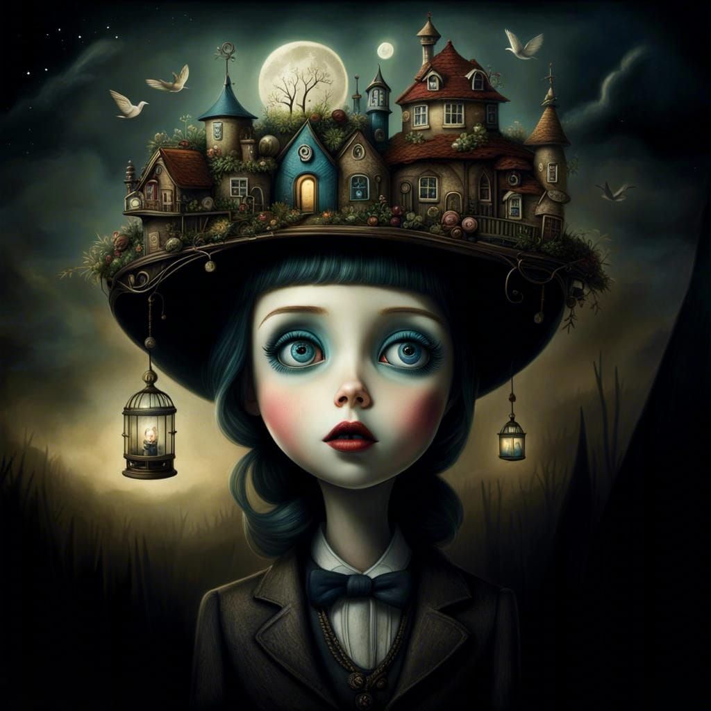 Detailed Portrait in Art Brut Dreamscape Style