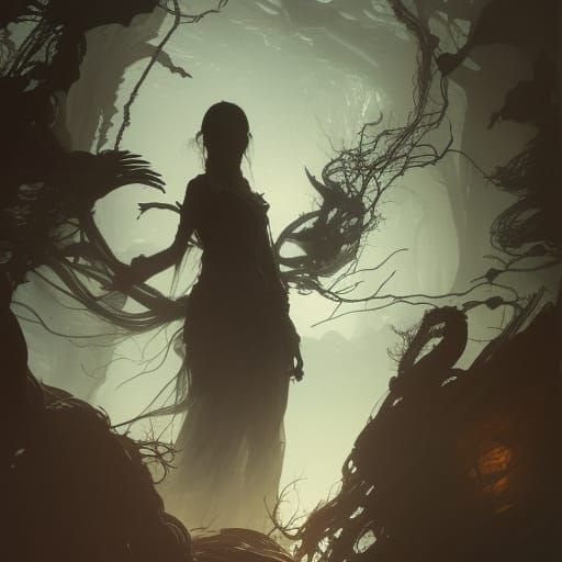 Shadowdancer: Dark Fantasy Art Nouveau Masterpiece