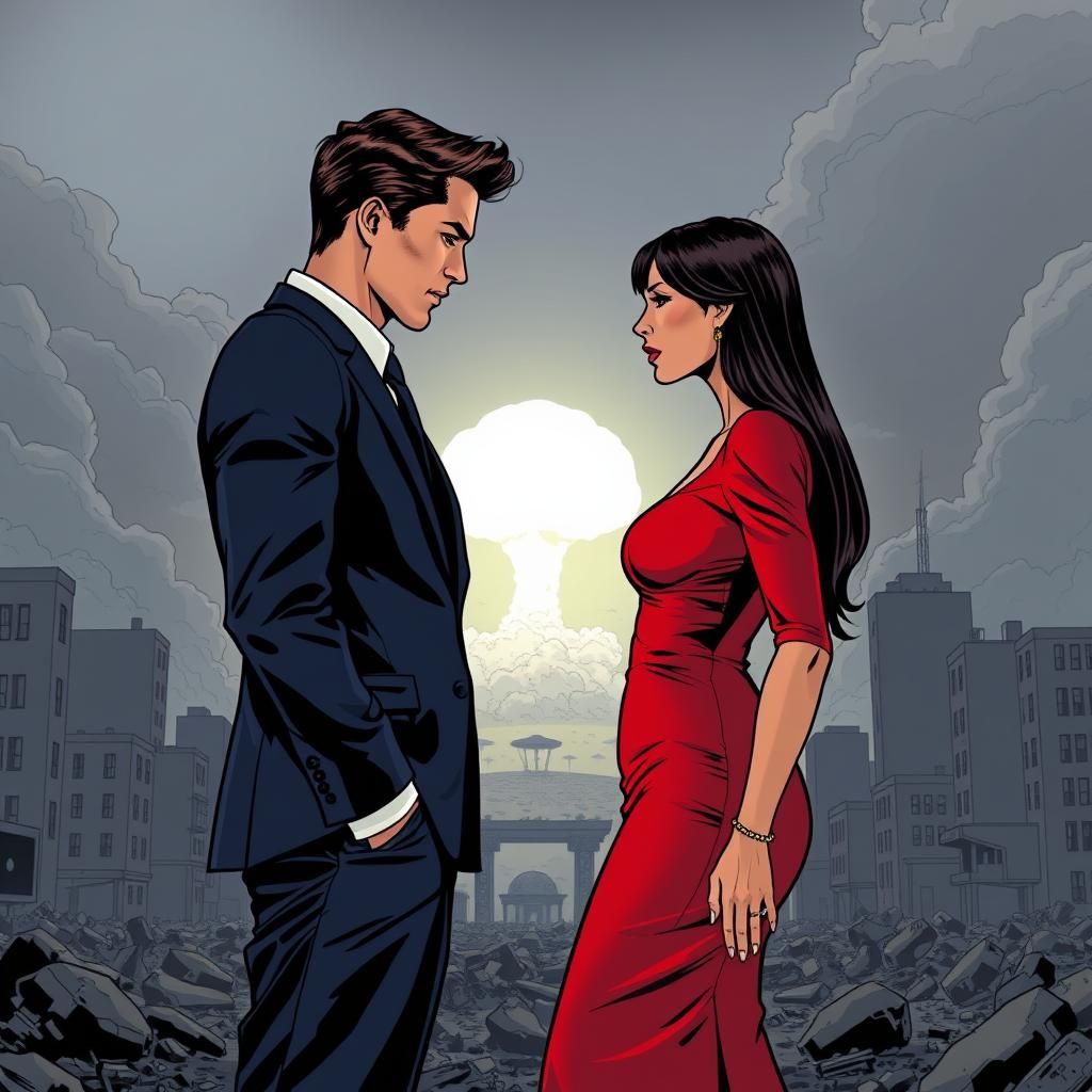 Dystopian Romance: Nuclear Fallout Comic Art