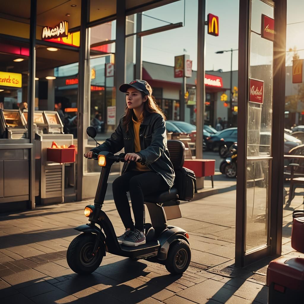 McDonald's Customer in Neo-Noir Cinematic Style