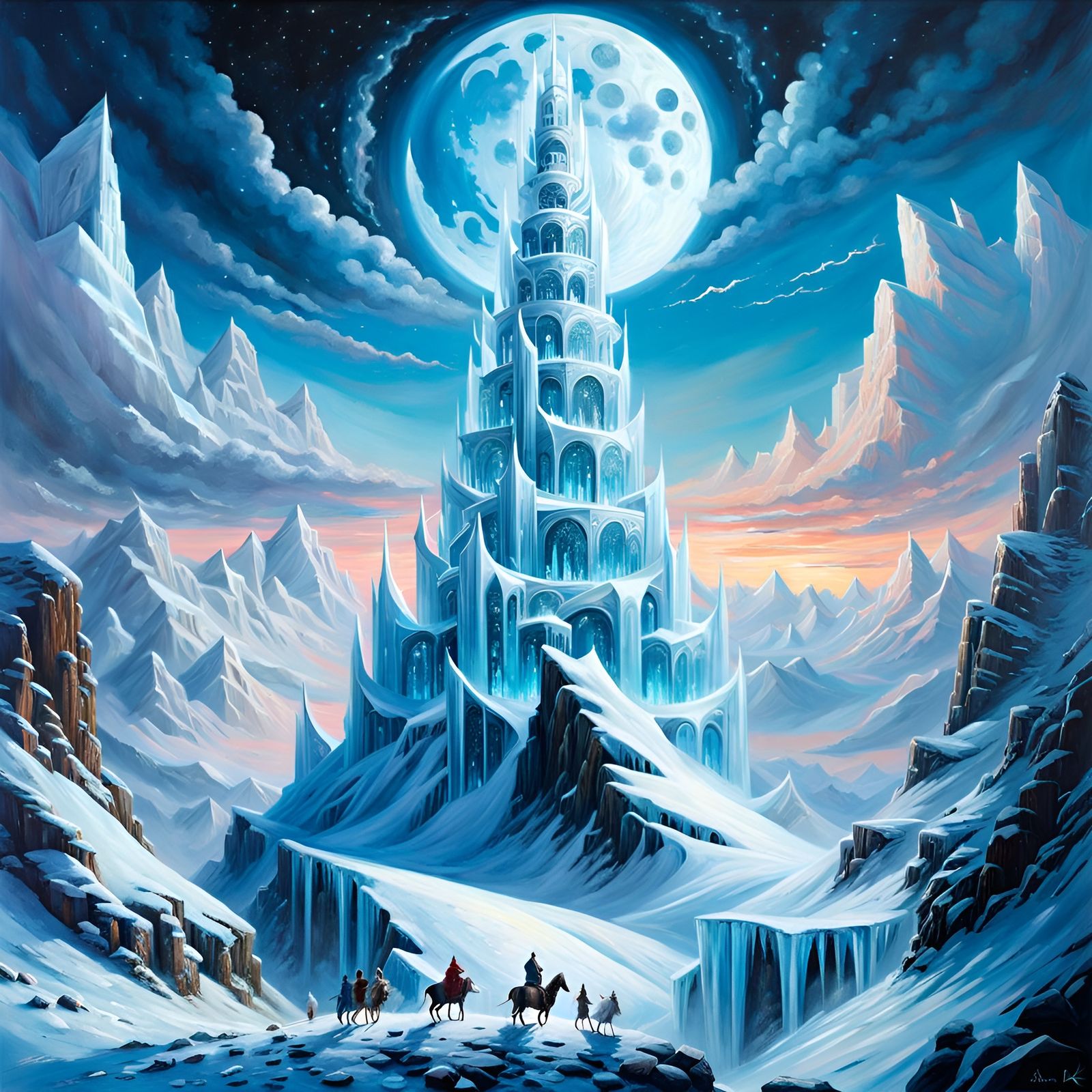 Magical Ice Tower in Ancient Disney Style