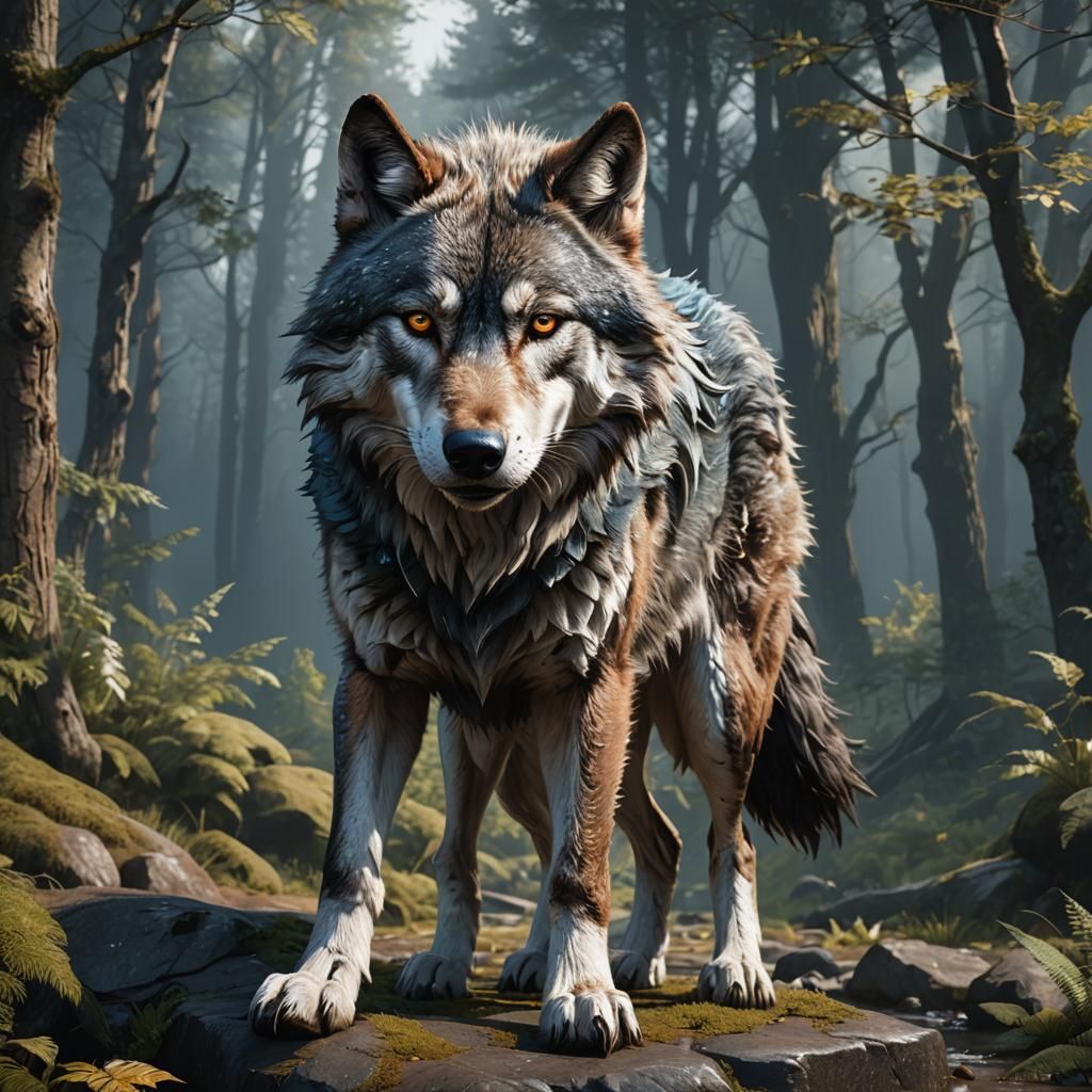 Silver Eyed Wolf: Detailed Fantasy Concept Art