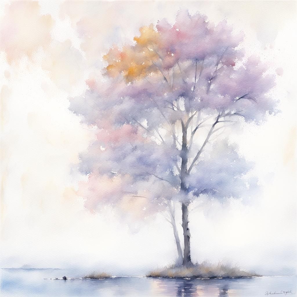 Golden Pond: Impressionist Pastel Watercolor