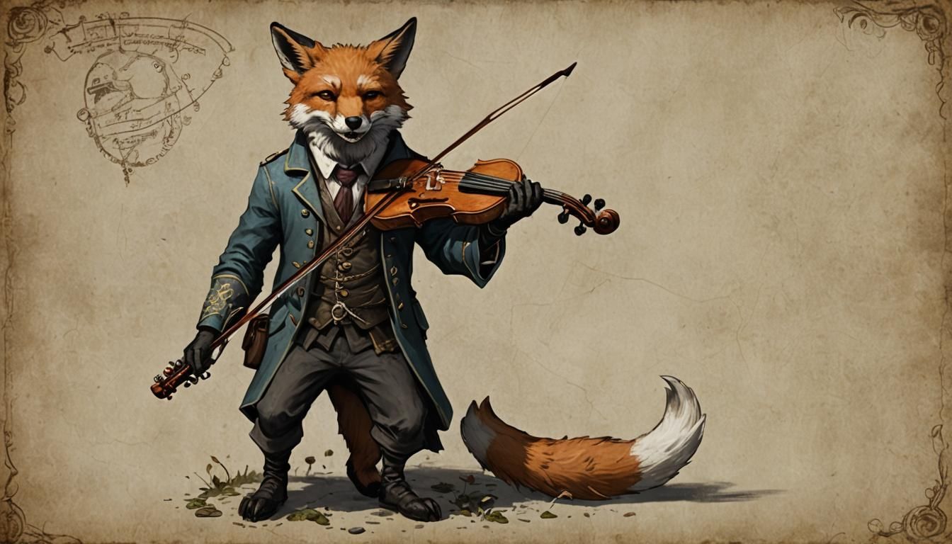 Fox Bard With Rabies And Violin