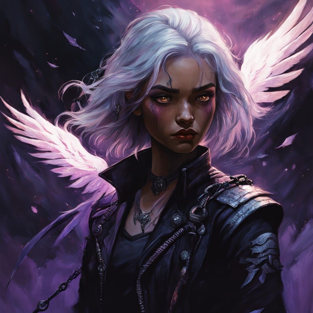 Goddess with Dark Fantasy Armor and Glowing Sword