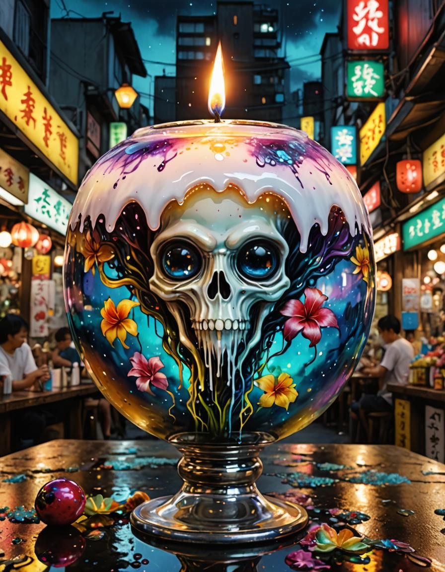 Sacred Cup with Alien Squid: Dreampunk Oil Painting