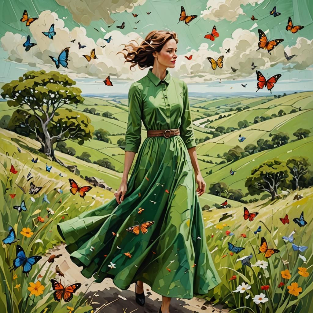 Vibrant Mother Nature in Windswept Landscape