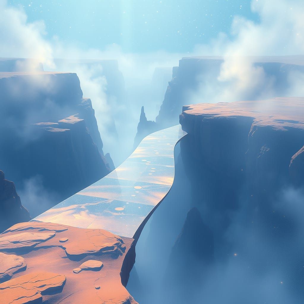 Ethereal Bridge in the Dreamlike Canyon