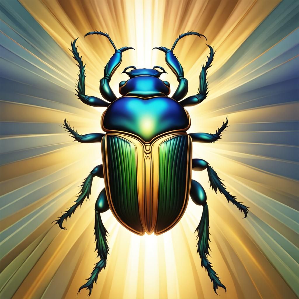 Detailed Art Deco Scarab Beetle in Sunlight