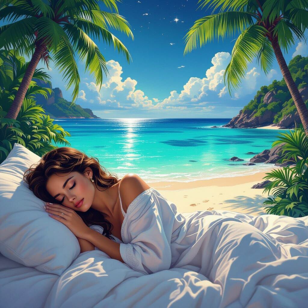 Tropical Dreamscape: A Hyperrealistic Digital Illustration