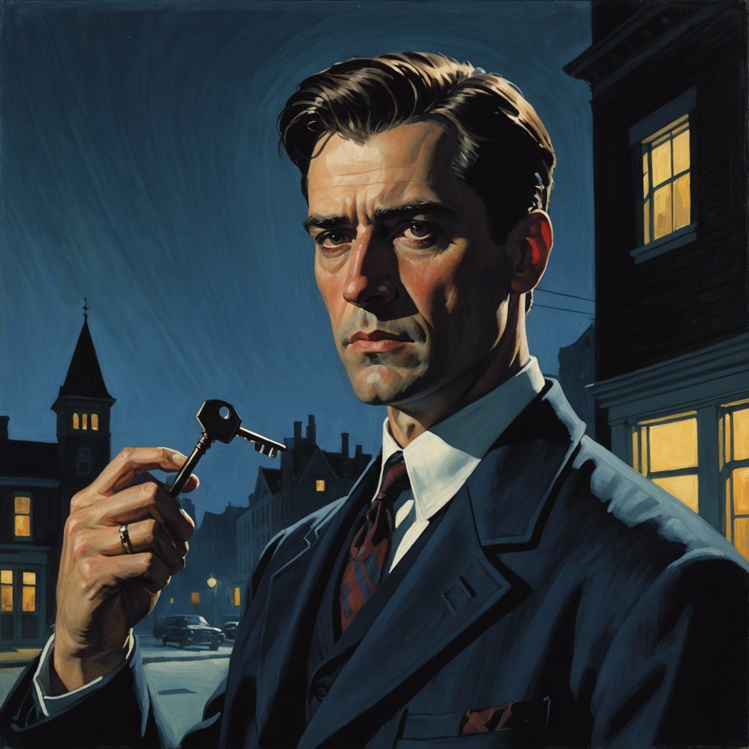 Neo-Noir Detective Portrait in Gothic Art Style