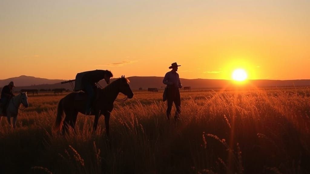 Golden Sunrise Over Countryside, Stars Fade