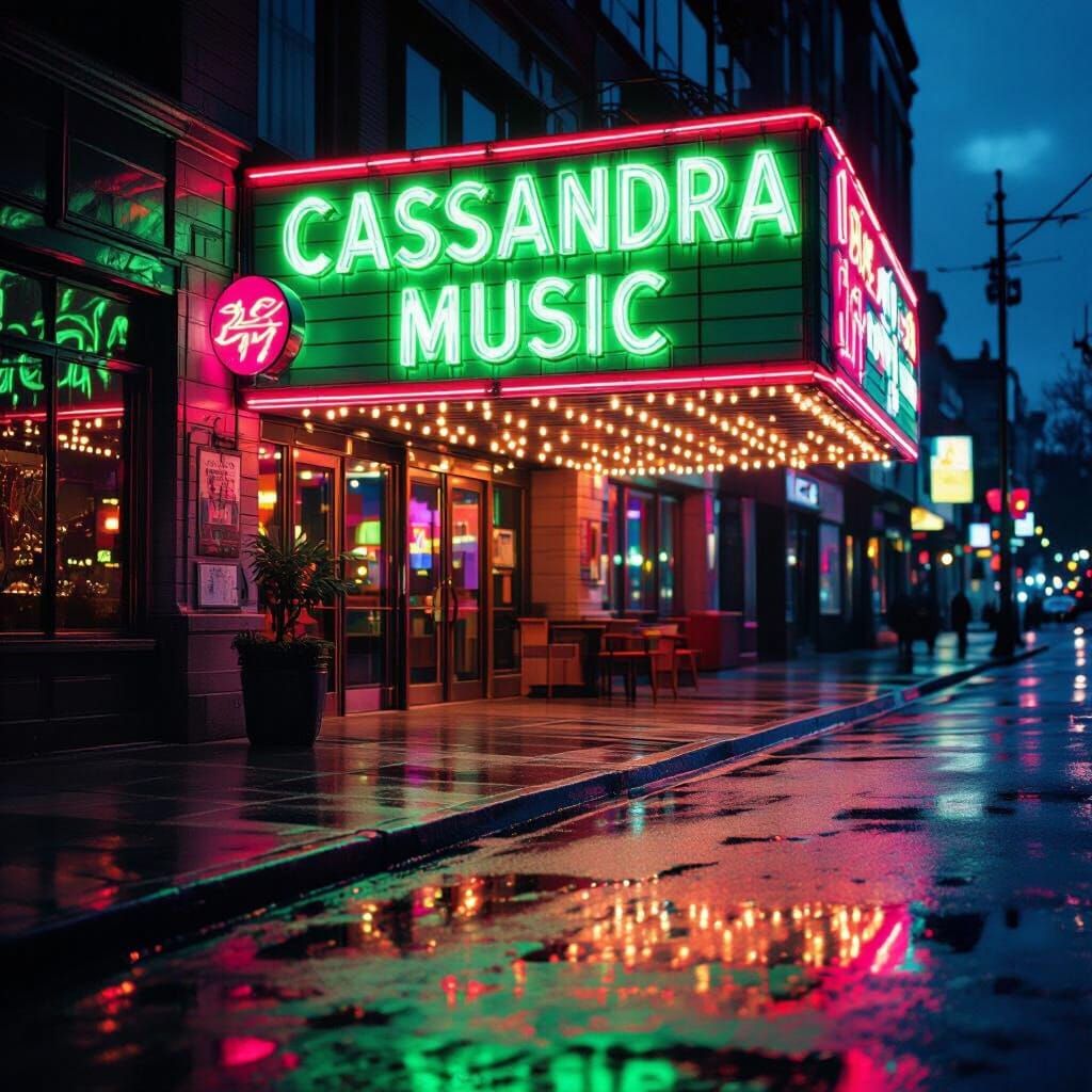 Vibrant Disco Club Exterior at Dusk in Film Aesthetic