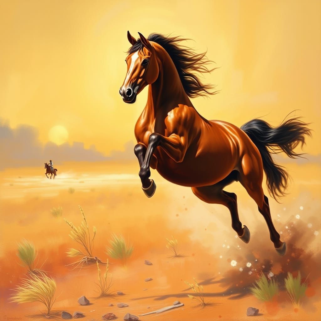 Majestic Horse Mid-Jump in Expressive Style