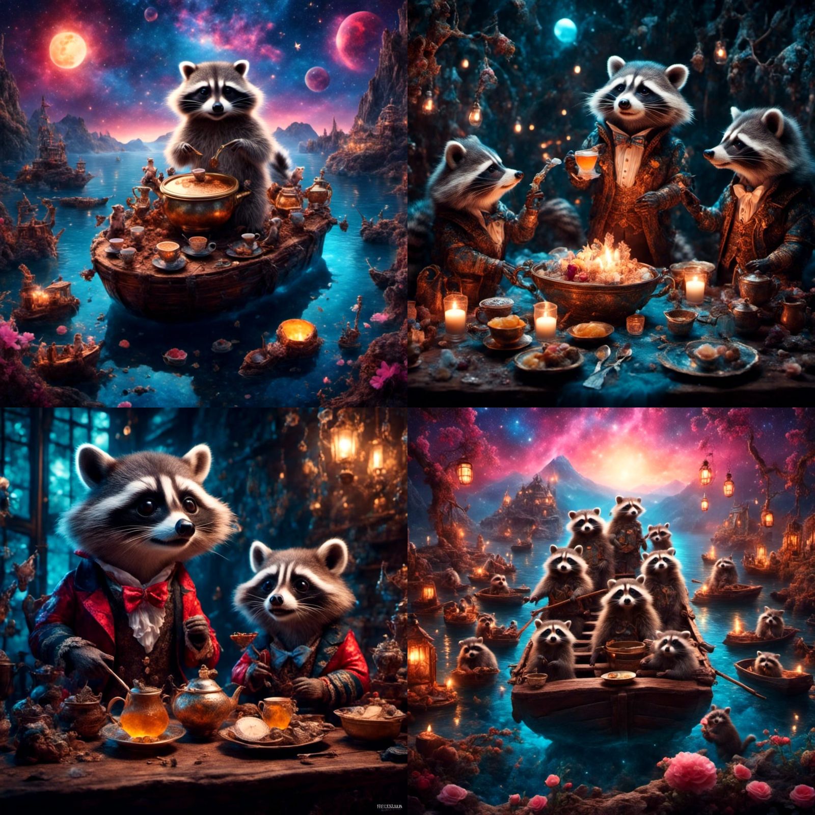 Raccoons' Boston Tea Party Re-enactment