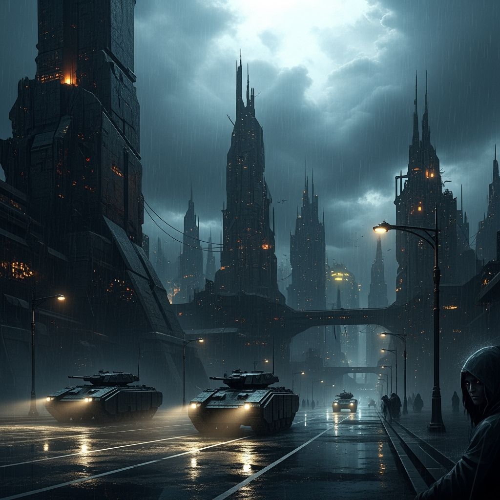 Dark Dystopian Landscape in Grimdark Style