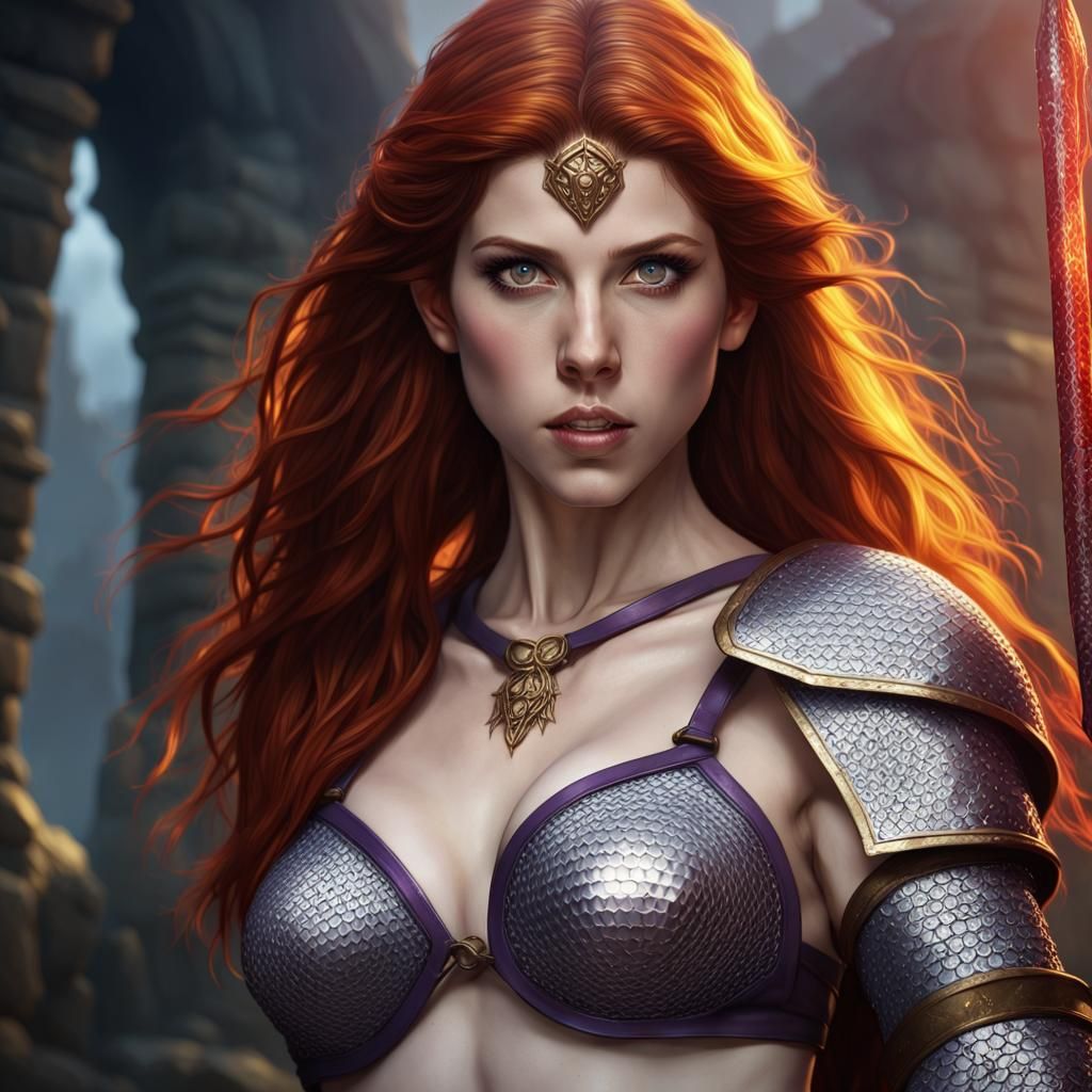 Red Sonja Dark Fantasy Digital Art