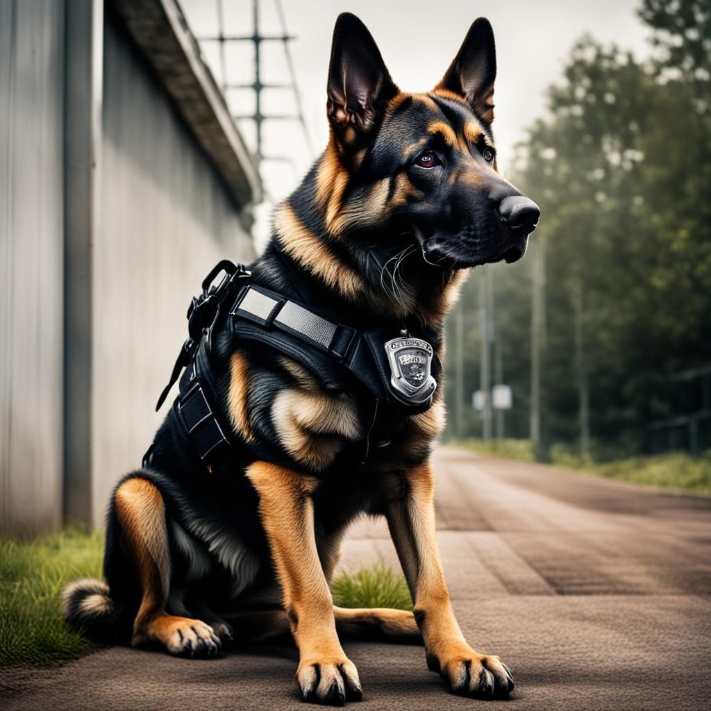 Hyperrealistic Police Dog Portrait in HDR