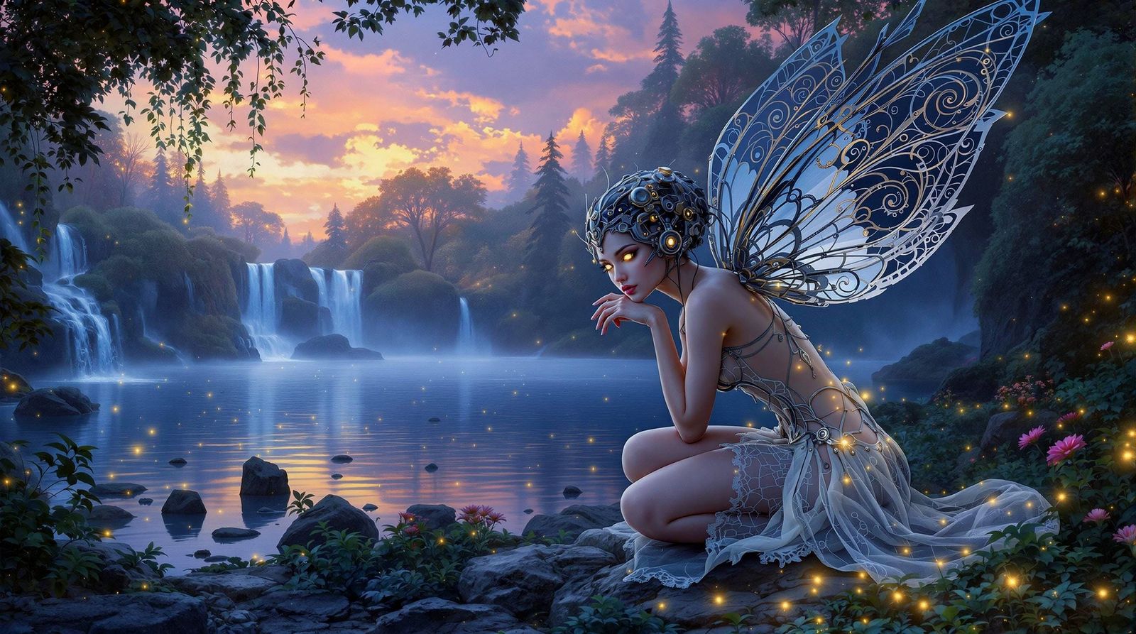 Mechanical Fairy in Dreamy Pre-Raphaelite Style