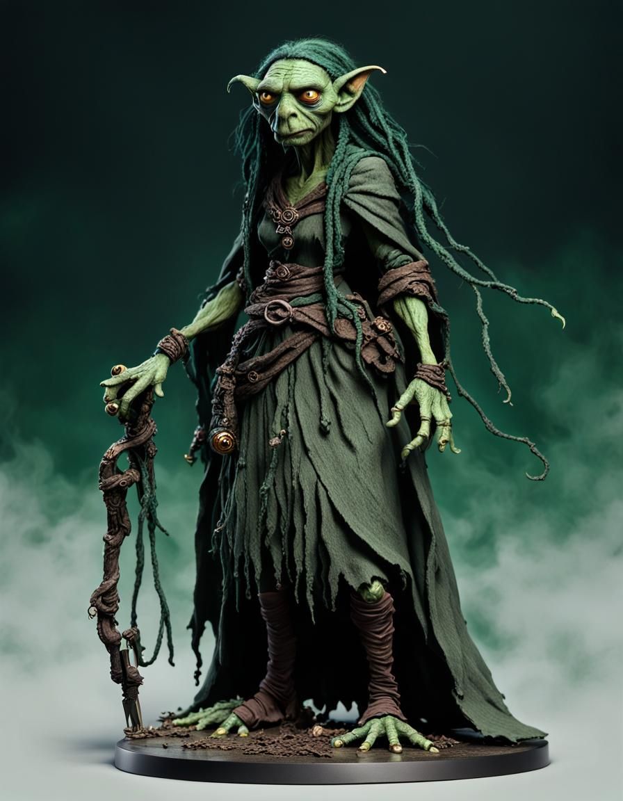 Green Hag Witch in Dark Fantasy Art Style