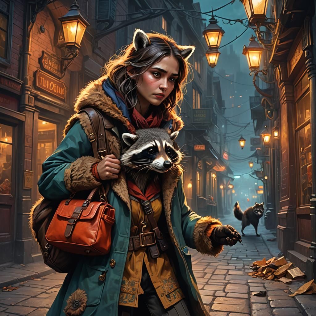 Raccoon Food Theft: Fantasy Matte Painting