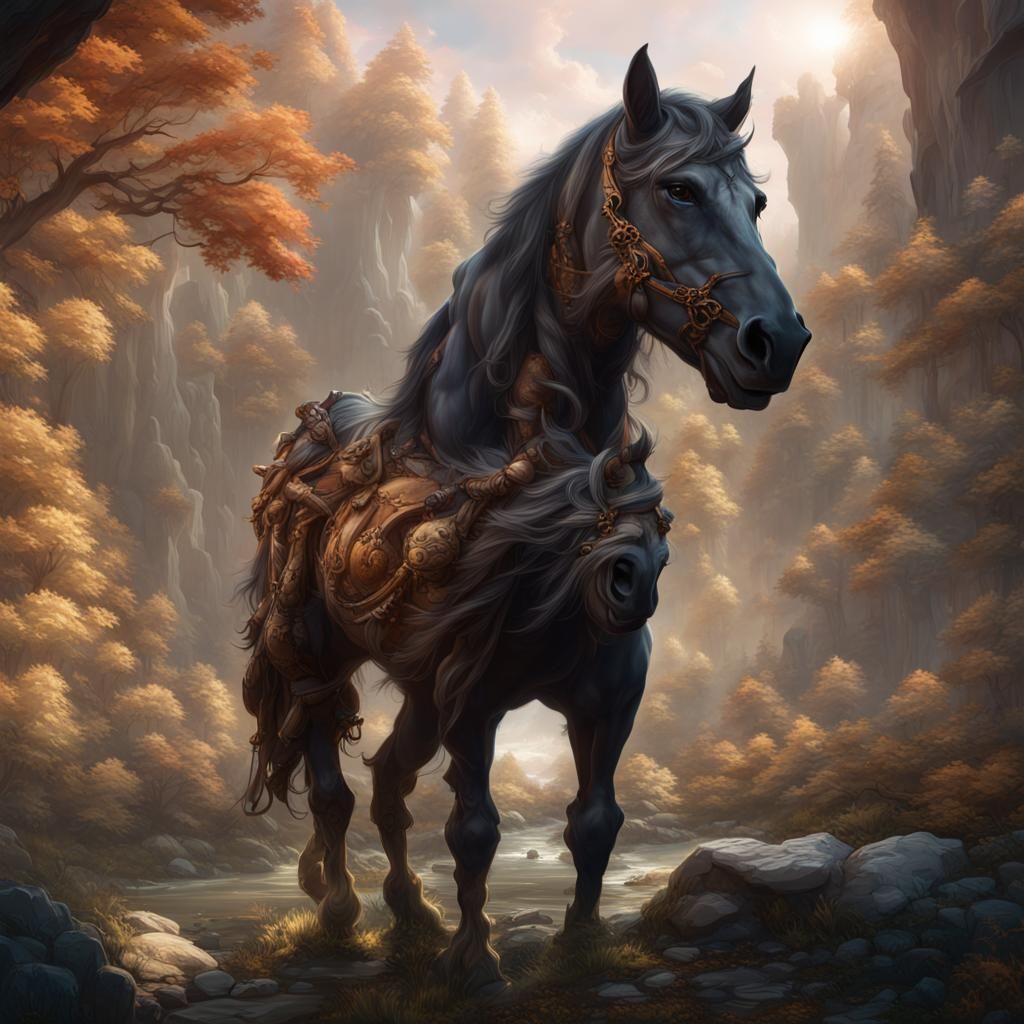Beautiful Deadly Horse-Bear-Cat Hybrid: Fantasy Concept Art