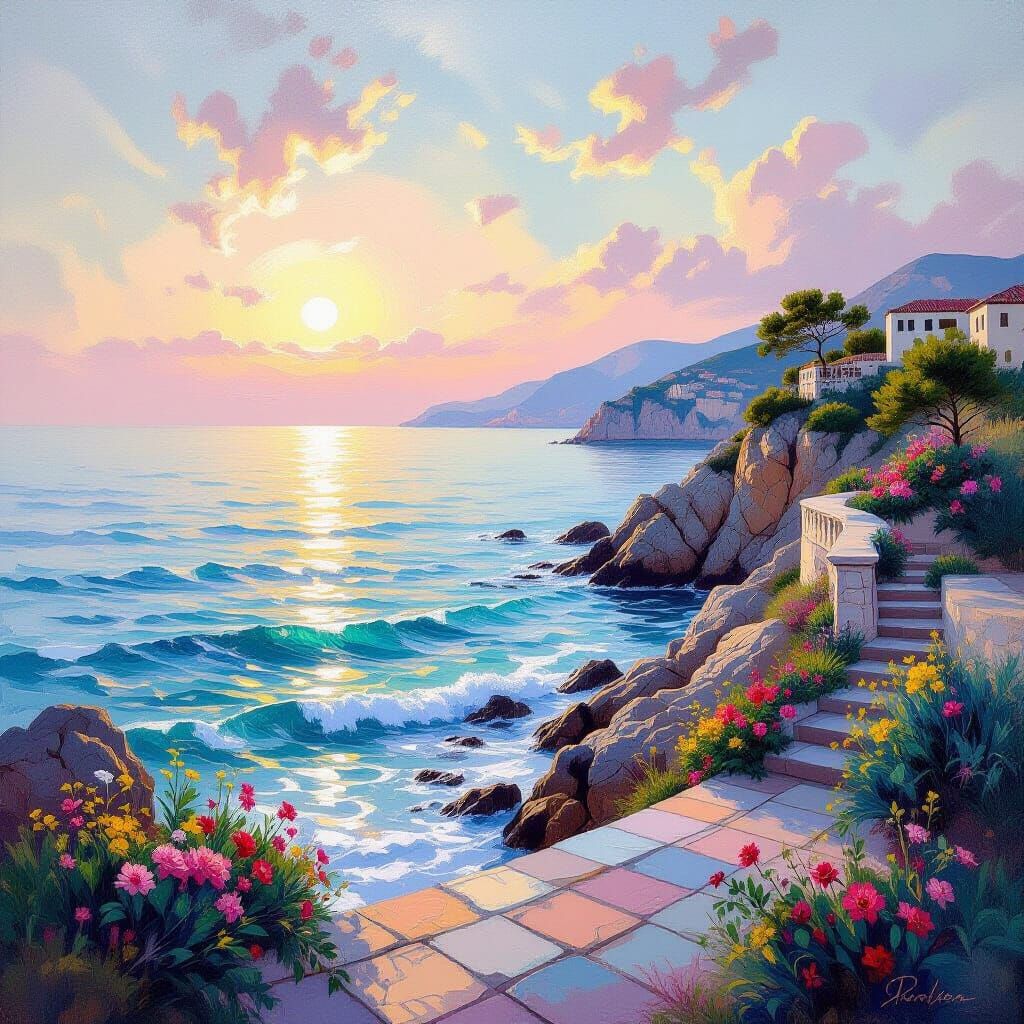 Impressionist Rock Formation by the Sea