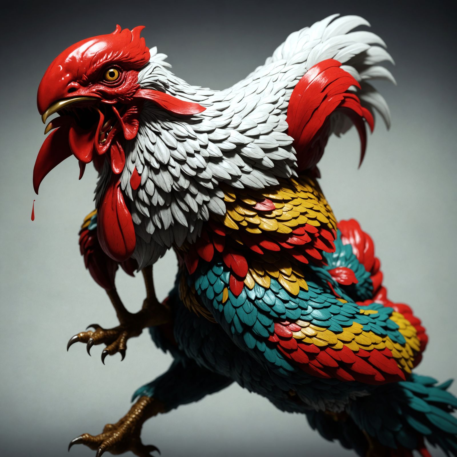 Yokai Chicken Demon in Ukiyo-e Style