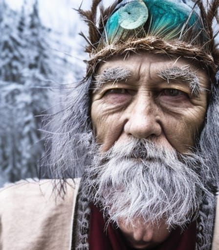 Mystical Old Man Forest Shaman Portrait