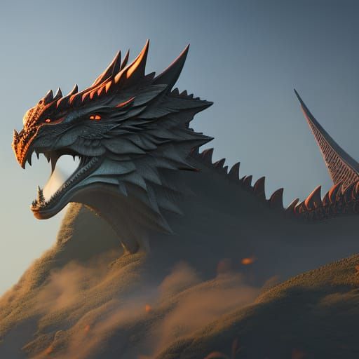 Detailed Eastern Dragon Sketch in Matte Painting Style