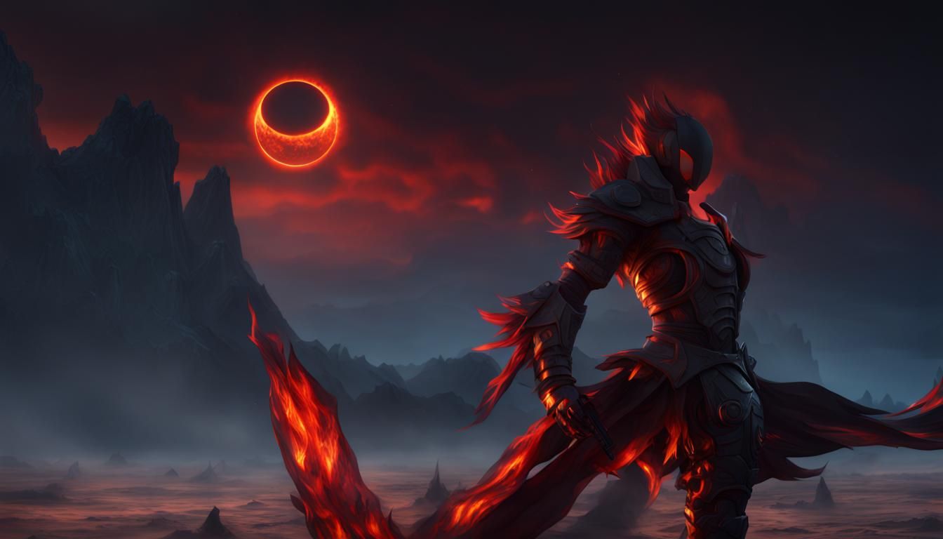 Burning Sky Red Eclipse in 3D 4K Resolution