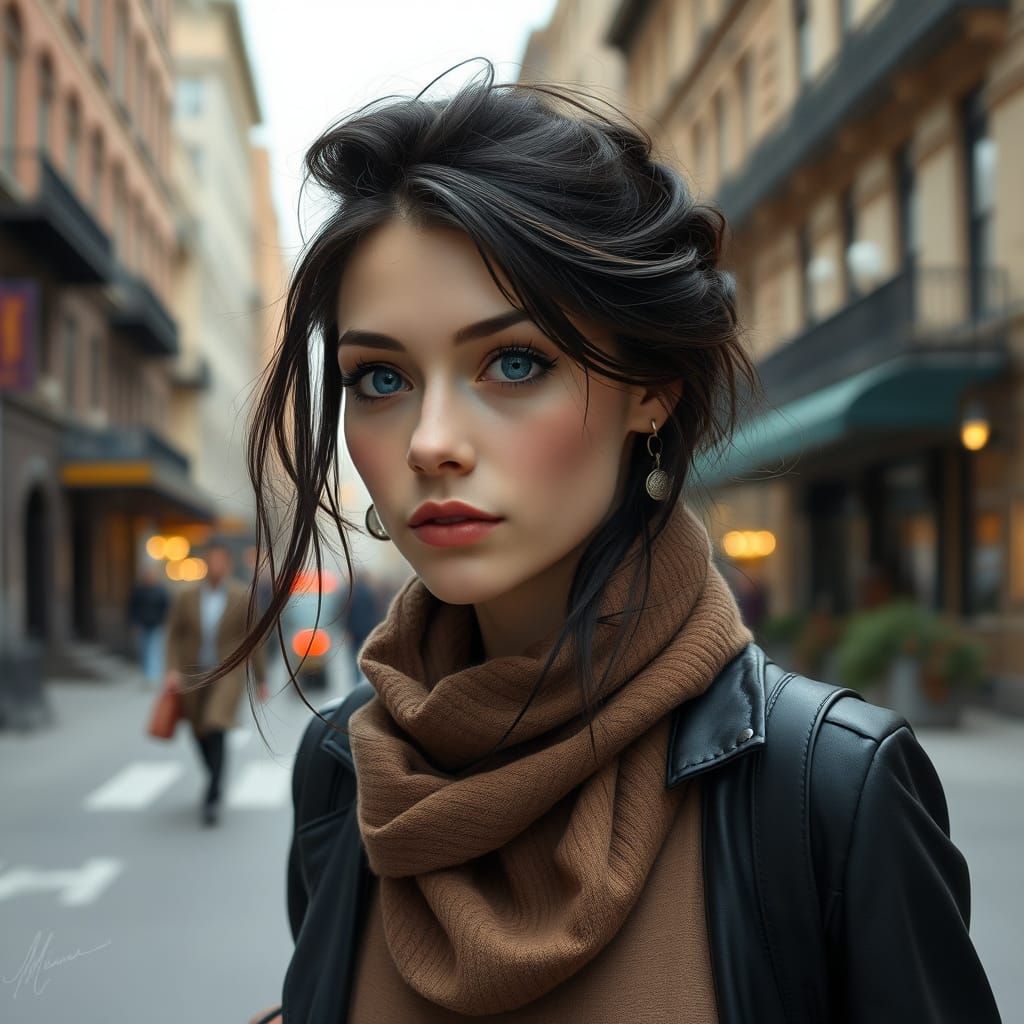 Scandinavian Woman Walking, Ethereal Romanticism Style