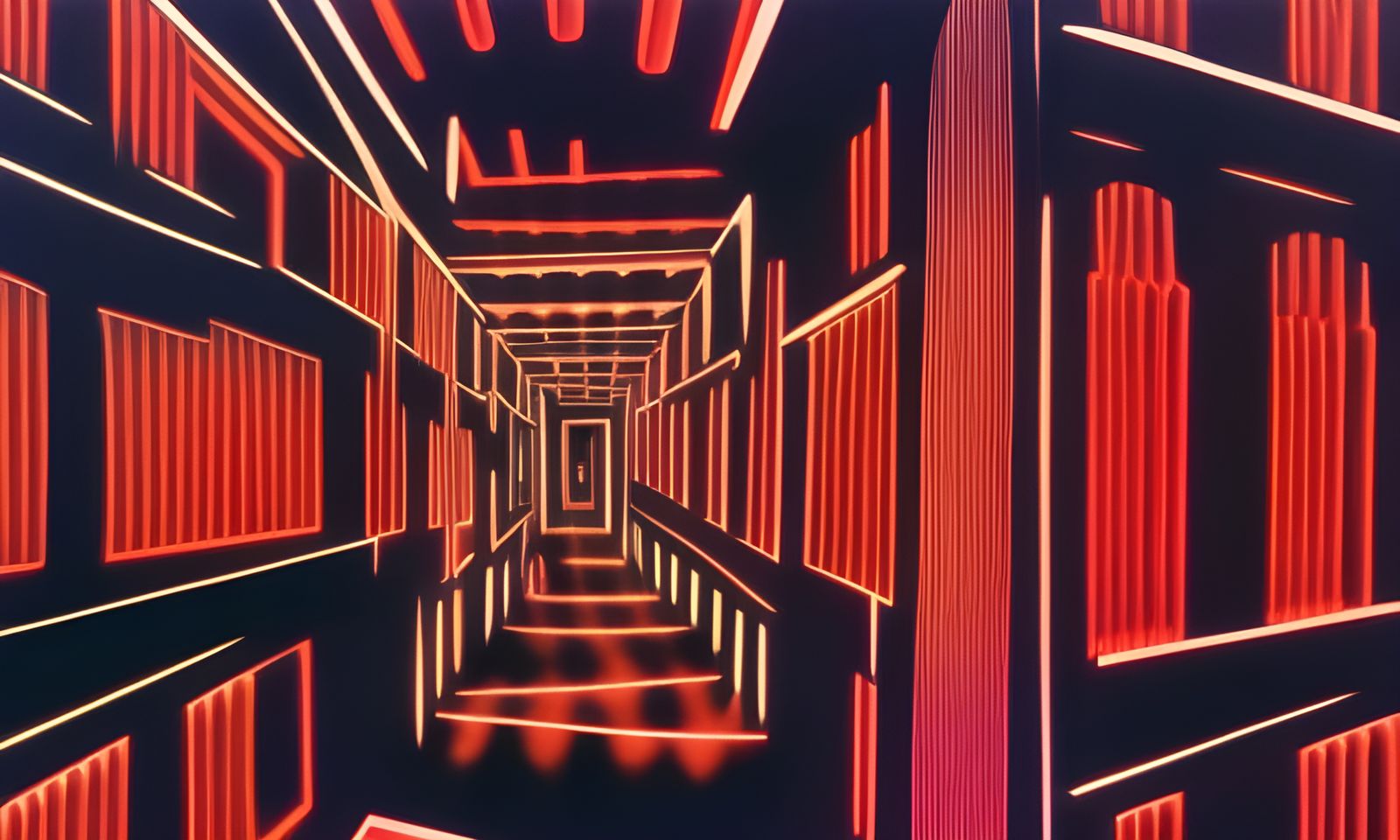 Art Deco Zombie Night in Neon Op Art Style