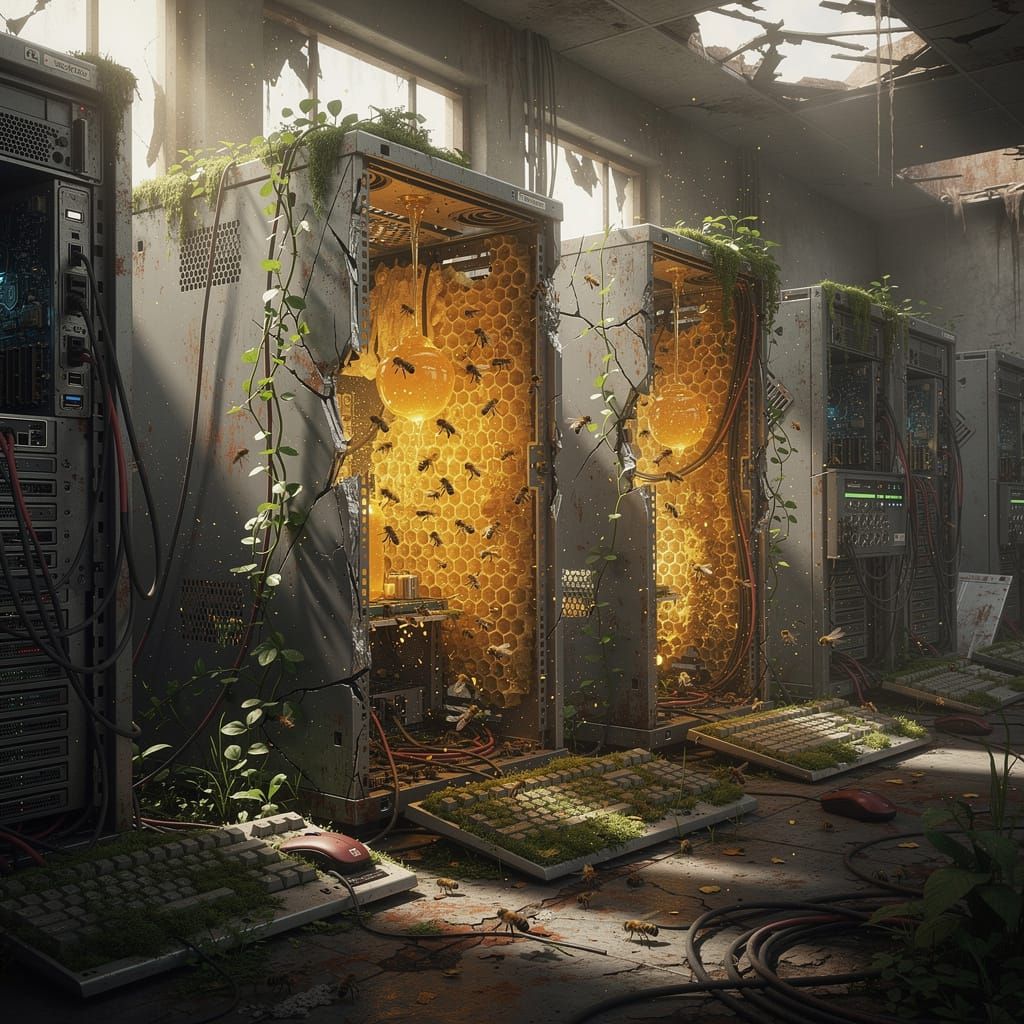 Nature Reclaims Abandoned Server Room With Bees and Vines