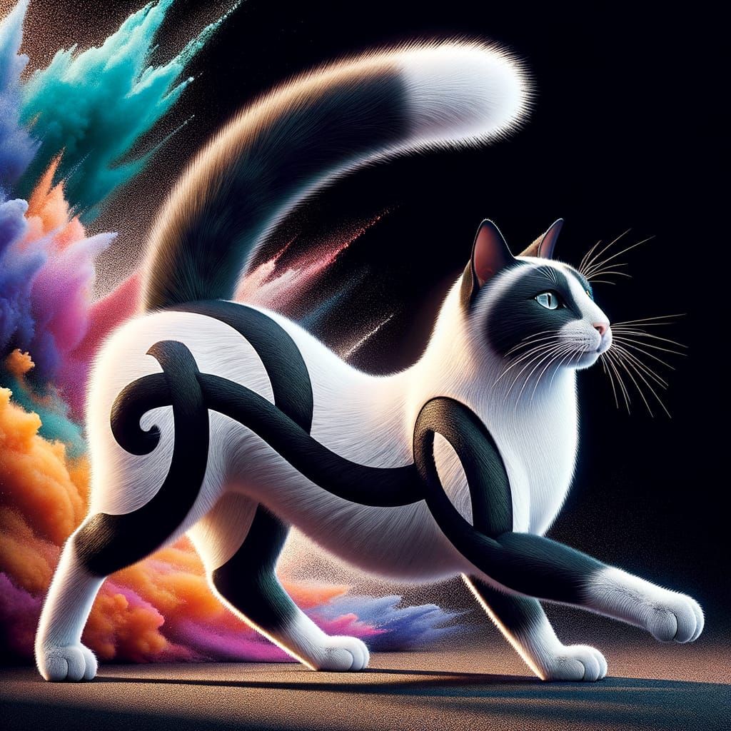 Gymnastic Siamese Cat Forming Integral Symbol