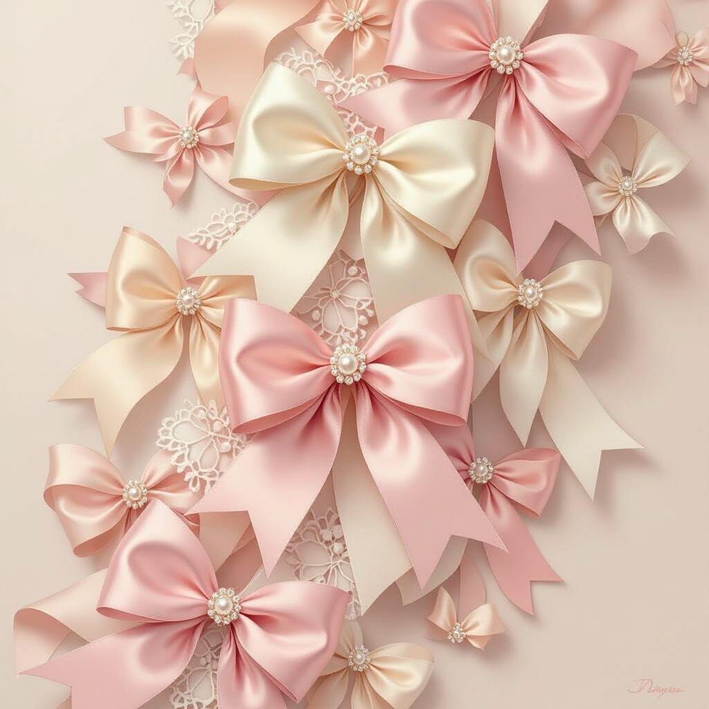 Whimsical Pastel Bows Coquette Wallpaper Design