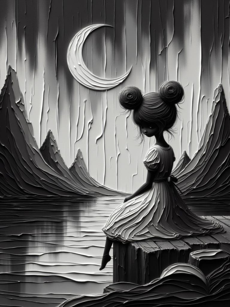 Heart-Shaped Moon Over Giger Shadow World