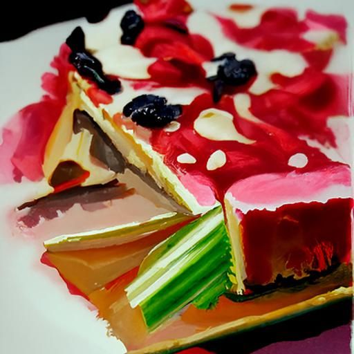 Detailed Gouache Painting of a Cheesecake